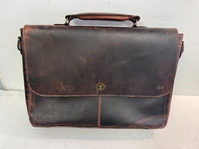 Buffalo Jackson Trad. Roosevelt Leather Messenger Laptop Bag Dk Oak Brown