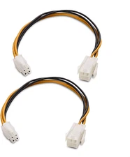 2-Pack ATX Power Supply 4-Pin CPU Extension Cable - 8 Inches