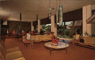 Lihue, Hawaii HI Guest Lobby Lounge, Kauai Surf Hotel, Kalapaki Beach 1965