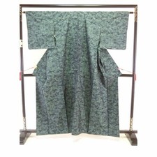 Made-to-Measure Pure Silk Oshima Tsumugi Kimono Black Navy Blue Japan