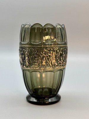 Karlsbad Böhmen Jagdrelief in Golddekor + Vase ca 1920-1940