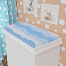 Wavy Blue Cloud Pattern Baby Changing Pad Cover