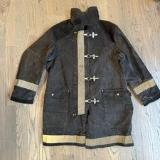 VTG Janesville Firefighters Mens Large Turnout Jacket Coat Lobster Clasp 80s FD