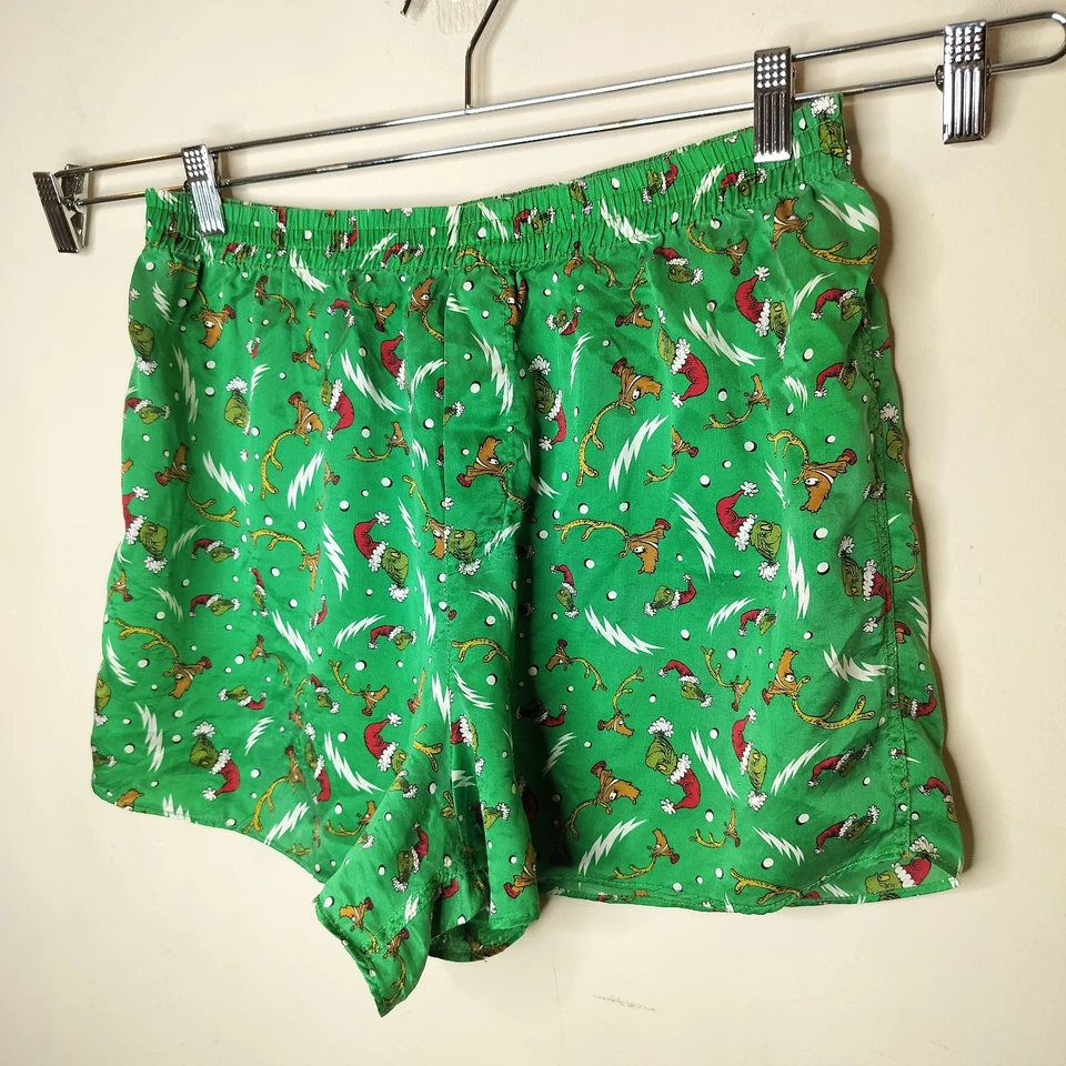 Pantalones Cortos para Dormir Dr. Seuss Para Hombre Seda Talla XL Grinch Vacaciones Navidad Verde Foto 3 de 4