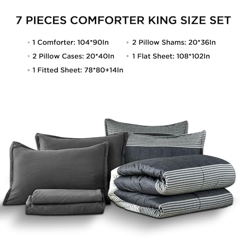 Set piumone misura 7 pezzi - letto a righe bianco nero King 02 - nero bianco - Foto 8 di 8