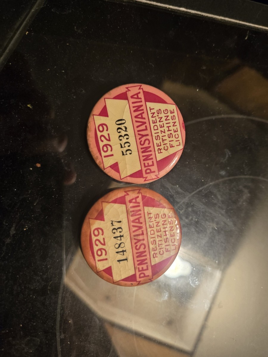 Original Vintage Pennsylvanie PA permis de pêche 3 sont des broches