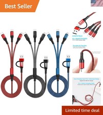 Universal 6-in-1 USB Charging Cord: 4ft Durable Cable for Smartphones  Tablets