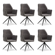 Chaise Salle à Manger Bureau Bistrot 6 Fauteuils Pivotant Tissu Gris Homestyle4u