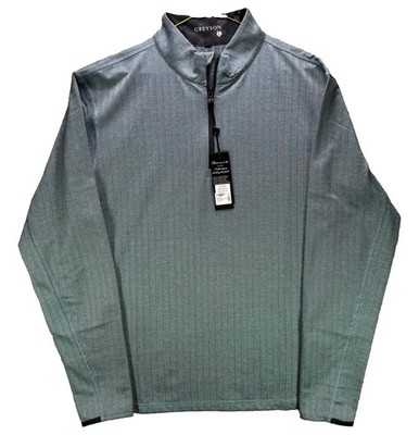 Greyson Herringbone Tate 1/4 Zip Pullover Mens Large Blue Topaz Golf Casual NWT