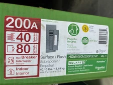 Indoor Main Breaker 200 Amp 40-Space 80-Circuit Plug-On Neutral Load Center