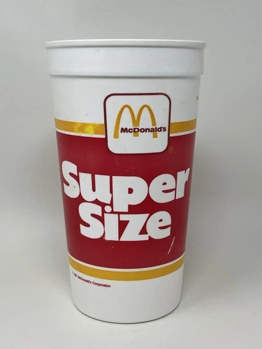 VINTAGE McDONALD'S SUPER SIZE PLASTIC CUP 1980s USED CONDITION COCA COLA