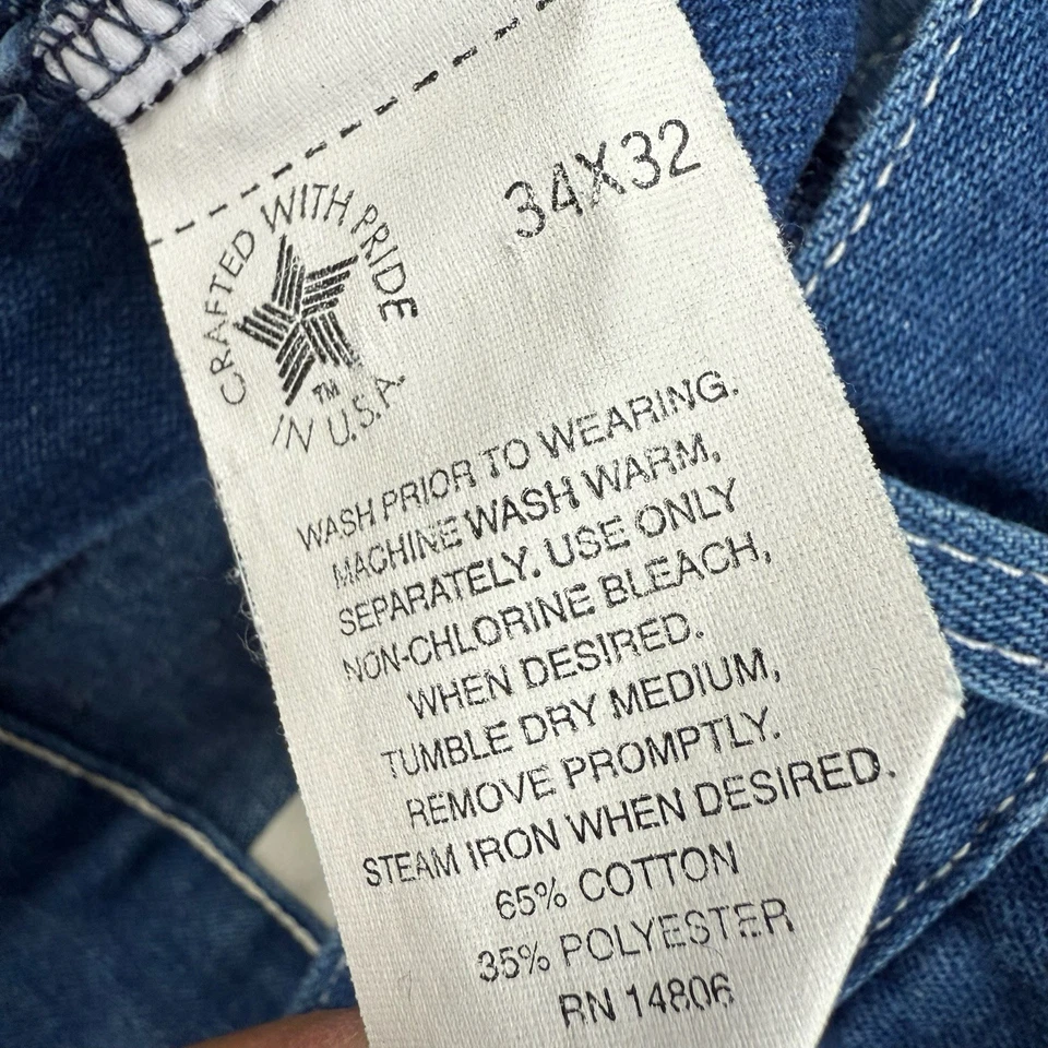 Pantalones de mezclilla vintage Sears Roebucks para hombre 34x32 azul carpintero WearTUFF ropa de trabajo Foto 3 de 4