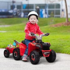 Kids ATV Quad Car with Back Trailer, Red