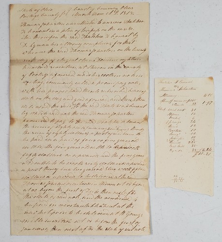 1818 Western Reserve (Portage County Ohio) Court Document -- Thatcher Conant