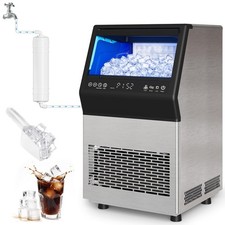 Commercial Ice Maker Machine, 110Lbs/24H Stainless Steel Undercounter Freesta...