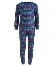 Womens Pajama 2 Pc Set Love Smiley Print Blue Size XL FAMILY PJ's $36 - NWT