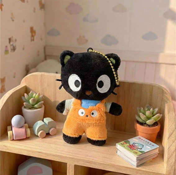 Sanrio Characters Official Plush Doll Overalls CHOCOCAT 10cm Keyring Bagcharm
