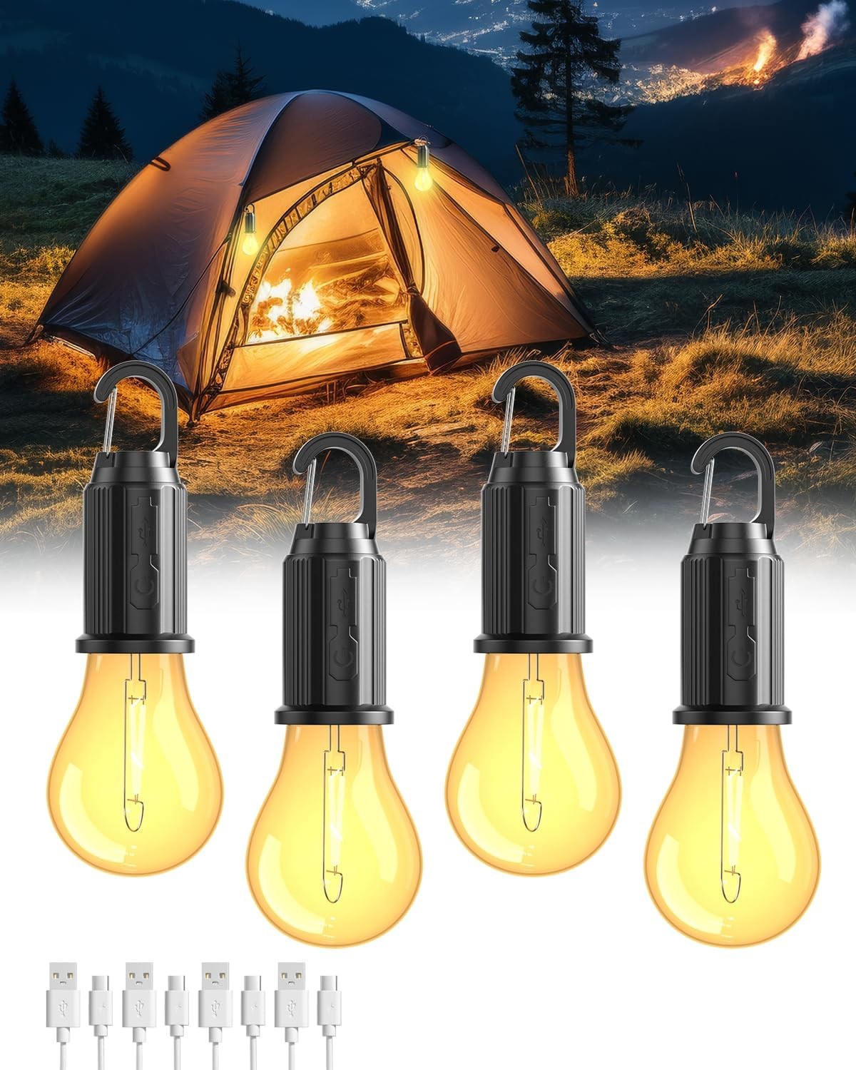Linterna Camping Recargable Led Lámpara Tienda Regulable 3 Modos Impermeable