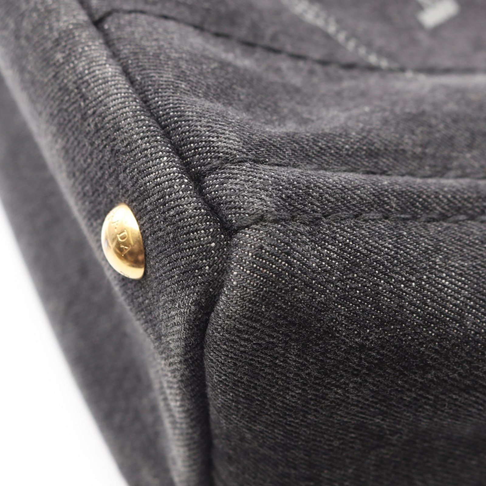 PRADA CANAPA Shoulder Crossbody Tote Handbag 1BG439 denim Gray Used Women thumbnail 8