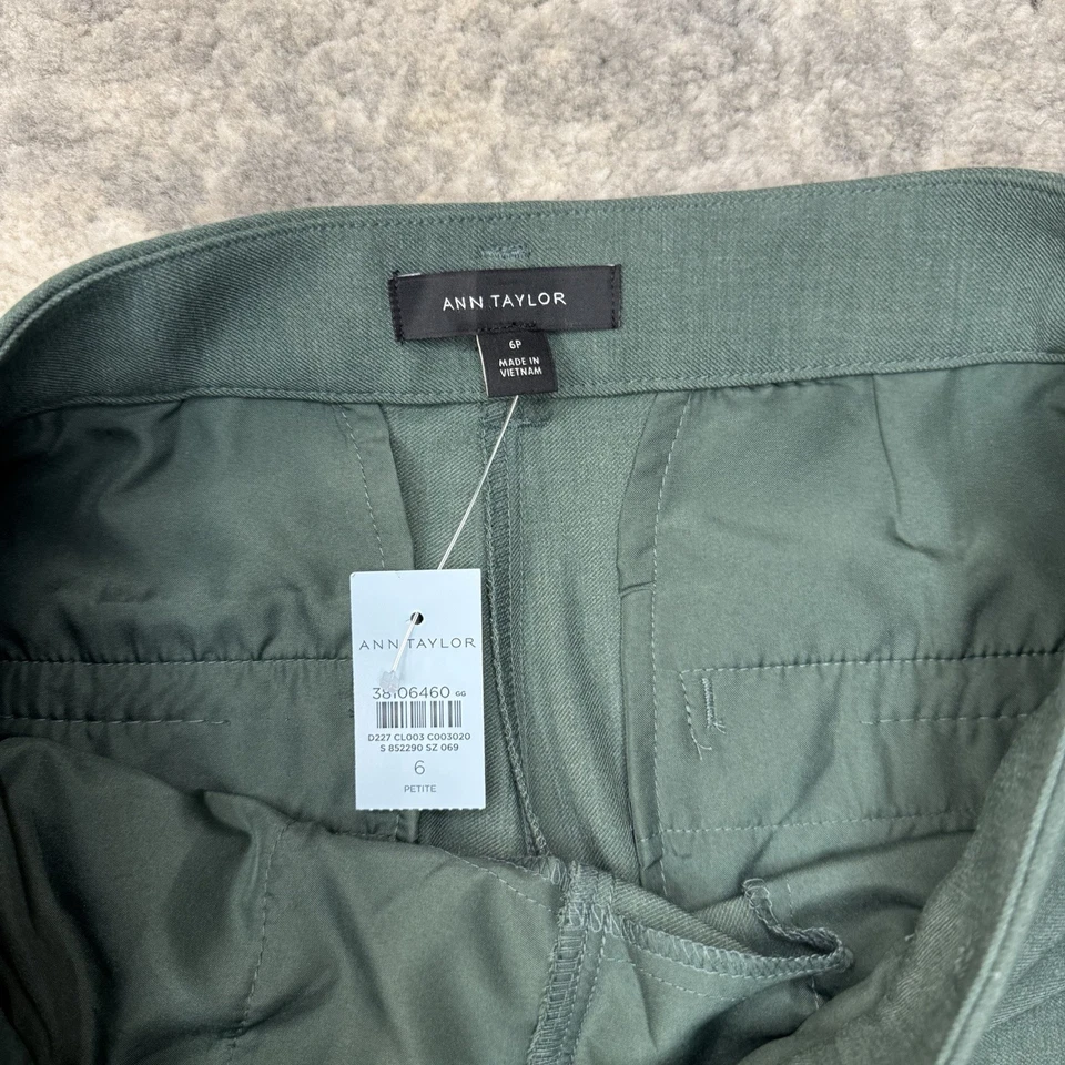 Ann Taylor брюки женщин 6P миниатюрный зеленый стороны молнии платье брюки прямые штанины новый с Ярлыками - Изображение 4 из 4