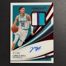 2020-21 Immaculate LaMelo Ball Rookie RPA RC Red 3 Color Patch Auto 11/49