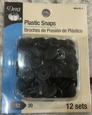 Dritz Plastic Snaps Size 20 12/Pkg-Round, Black Matte Finish
