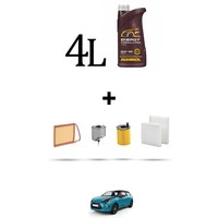 Hoffcar Wartungsset 4 Filter Und 4L ÖL FüR Citroen DS3 1.4 Hdi 50Kw Ab 2010