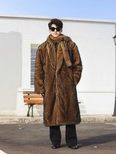 Men's Winter Oversized Loose Fur Coat Fox Fur Warm Faux Fur Windbreaker Jackets