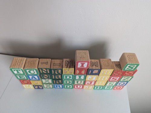 Various Mixed Set Multi Side Vintage Wooden Building Blocks - Picture 2 of 5