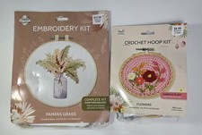 Embroidery Kit Pampas Grass and Crochet Hoop Kit Flowers by Needle Creations