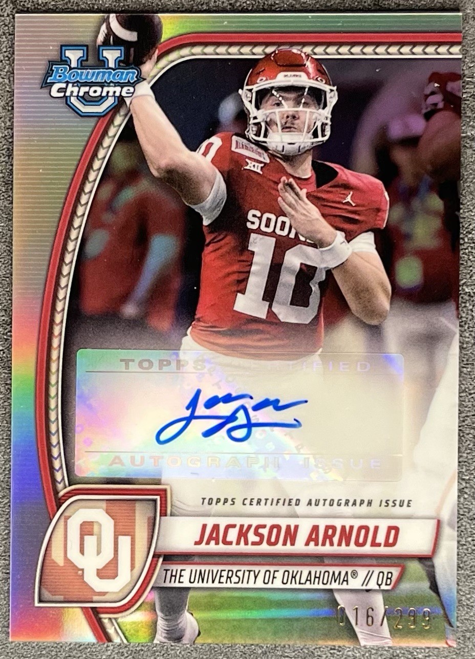 Jackson Arnold 2024 Bowman Chrome Prospect Refractor Auto /299 Oklahoma Auburn