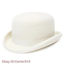 Derby Bowler 100 Wool Felt with Removable Feather Fedora Hat for Men