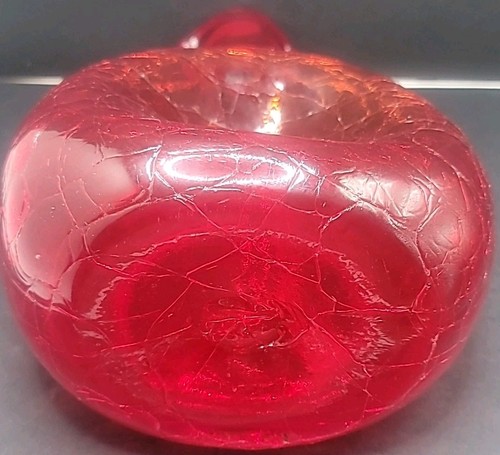Vintage 1960s Blenko Red Pinched Crackle Glass Decanter With Stopper - Picture 7 of 17