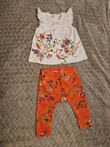 Baby Girl's NEXT Pretty Top & Leggings OUTFIT - 3-6 MONTHS - Floral Hummingbirds - Picture 2 of 3