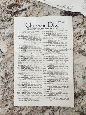 Christian Dior 1955 1956 Autumn Winter Collection Show Catalog + Dress Receipts