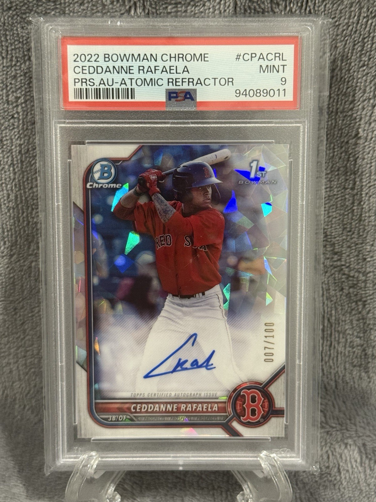 2022 Bowman Chrome Ceddanne Rafaela 1st Bowman AUTO ATOMIC REFRACTOR /100 PSA 9