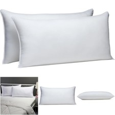 Down Alternative Bed Pillow Medium King 2-Pack White Back Side Sleepers