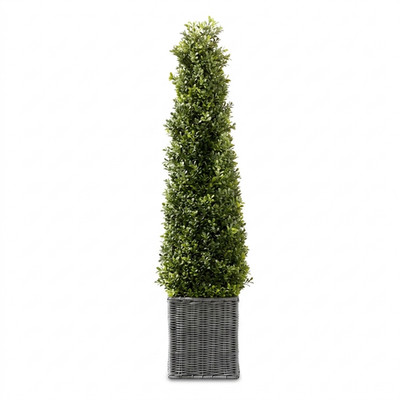 Künstlicher Buchsbaum Zapfen Baum 90cm im Topf Faux Topiary Indoor Elegant Pflanze Deko