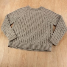 vtg y2k J CREW cable knit wool cotton blend crewneck fisherman sweater LARGE tag