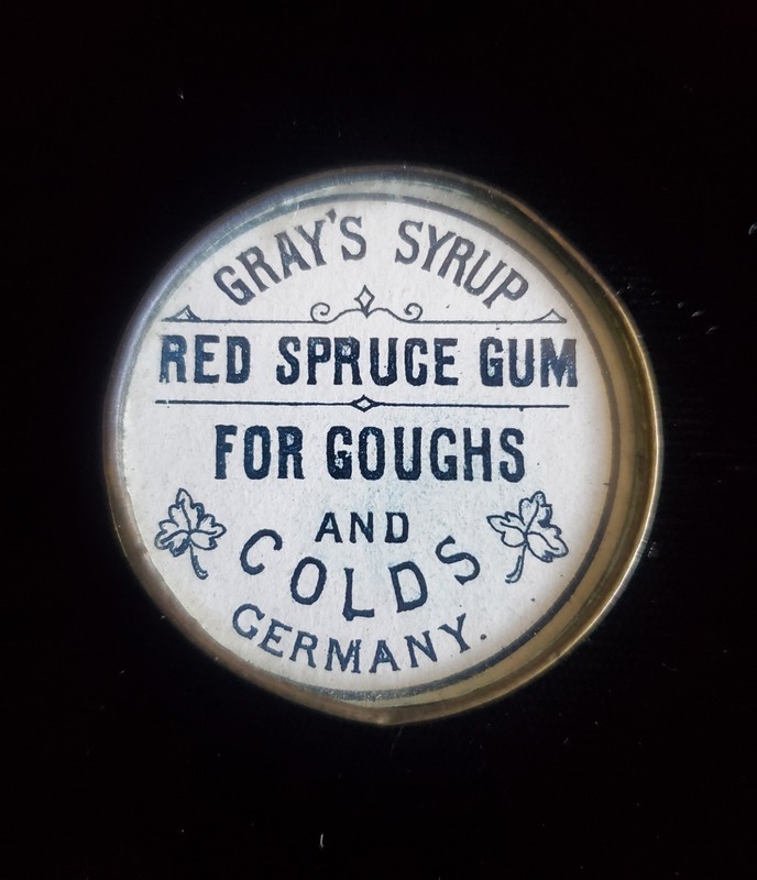 Antique C19th Gray's Syrup Red Spruce Gum Quack Medicine Advertising Mirror 