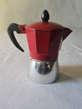 Aluminum Vintage Espresso Stovetop Coffee Maker 2-Cup, Red Coffee. Handle Melted