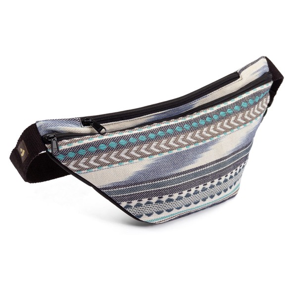 Bauchtasche | Ethno Collection | Ikat-Webstoff, Schwarz-Weiß-Blau Gemustert-image