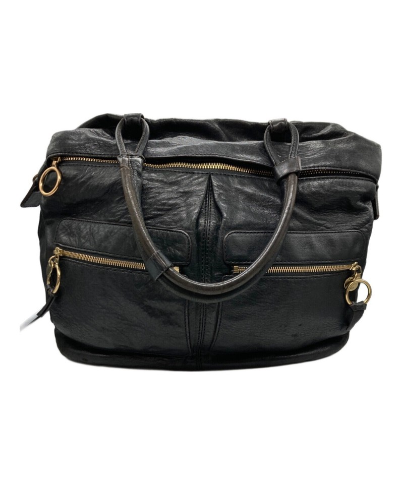 Chloe Top Handle Tote Bag Handbag Black Gold Leather Women's Authentic zipper
