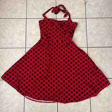 Topdress Polka Dot Audrey Swing Dress M Red Black 50s Halter Rockabilly Pin Up