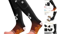  2021 Upgraded Rechargeable Electric Heated Socks,7.4V 2200mAh Large Black&Gray