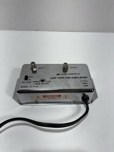 Radio Shack Archer 15-1113 - 20db Signal Amplifier UHF/VHF/FM w/Gain & FM Trap - Picture 1 of 4