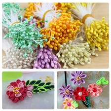 1400 Pcs Pearl Effect Artificial Flower Stamen Double Round Heads Cotton String