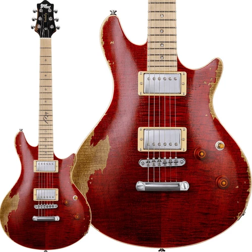 BanG Dream! POTBELLY FM Rana Distressed See Thru Wine Red Electric Guitar
