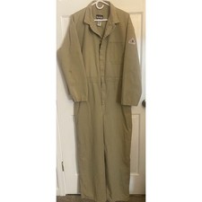 Bulwark FR Khaki Flame Resistant Twill Cotton Workwear Coveralls Mens 46-RG