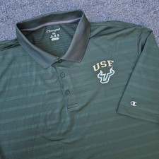 Champion NCAA USF South Florida Bulls Football Mens Polo Shirt 2XL XXL Striped